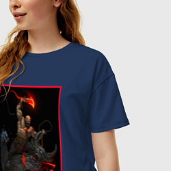 Футболка оверсайз женская God of War - Кратос против балрога, цвет: тёмно-синий — фото 2