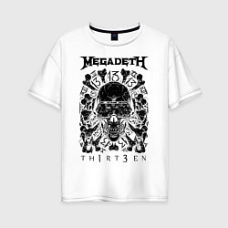Футболка оверсайз женская Megadeth Thirteen, цвет: белый