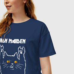 Футболка оверсайз женская Iron Maiden rock cat, цвет: тёмно-синий — фото 2