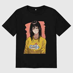 Футболка оверсайз женская Аса Митака в жёлтой кофте с амогусом, цвет: черный