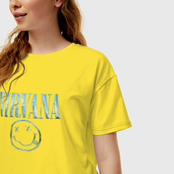 Футболка оверсайз женская Nirvana - смайлик, цвет: желтый — фото 2