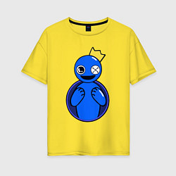 Футболка оверсайз женская Радужные друзья: Синий персонаж, цвет: желтый