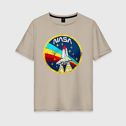 Футболка оверсайз женская NASA - emblem - USA, цвет: миндальный