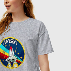 Футболка оверсайз женская NASA - emblem - USA, цвет: меланж — фото 2