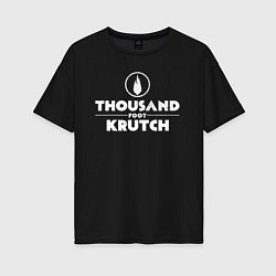 Футболка оверсайз женская Thousand Foot Krutch белое лого, цвет: черный