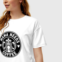 Футболка оверсайз женская Мама любит кофе Старбакс, цвет: белый — фото 2