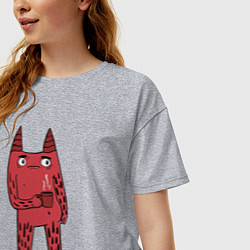 Футболка оверсайз женская Кот босс, цвет: меланж — фото 2