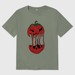 Футболка оверсайз женская Агрессивный красный помидор, цвет: авокадо