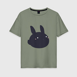 Футболка оверсайз женская Черный кролик - минимализм, цвет: авокадо