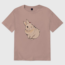 Футболка оверсайз женская Милый кролик гуашью, цвет: пыльно-розовый