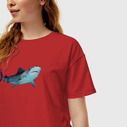Футболка оверсайз женская Realistic shark, цвет: красный — фото 2