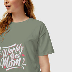 Футболка оверсайз женская Люблю тебя мамуля, цвет: авокадо — фото 2