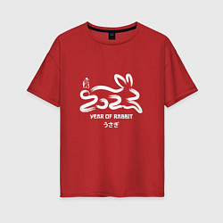 Футболка оверсайз женская Логотип кролика 2023 китайский новый год, цвет: красный