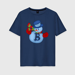 Футболка оверсайз женская Snowman BTC, цвет: тёмно-синий