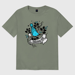 Женская футболка оверсайз Птица и ягоды - follow me