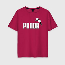 Футболка оверсайз женская Панда вместо пумы, цвет: маджента