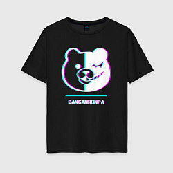 Футболка оверсайз женская Символ Danganronpa в стиле glitch, цвет: черный