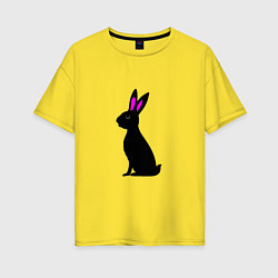 Футболка оверсайз женская Черный кролик, цвет: желтый
