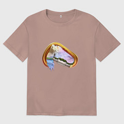 Футболка оверсайз женская Time to travel : горы зовут, цвет: пыльно-розовый