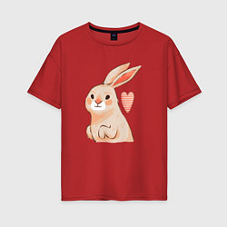 Женская футболка оверсайз Крольчиха с сердечком