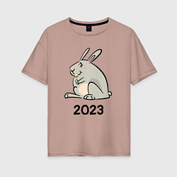 Футболка оверсайз женская Большой кролик 2023, цвет: пыльно-розовый