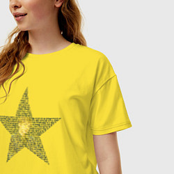 Футболка оверсайз женская BTS JUNGKOOK портрет в звезде, цвет: желтый — фото 2