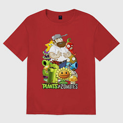 Футболка оверсайз женская Craaazy Dave plants, цвет: красный