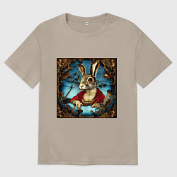 Футболка оверсайз женская Крольчиха Да Винчи, цвет: миндальный