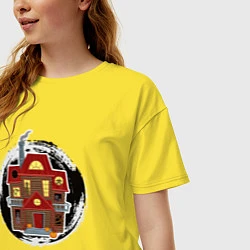 Футболка оверсайз женская Мультяшный дом с привидениями Хэллоуин, цвет: желтый — фото 2