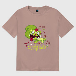 Футболка оверсайз женская Nutty - candy kills, цвет: пыльно-розовый