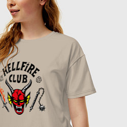 Футболка оверсайз женская Hellfire сlub art, цвет: миндальный — фото 2