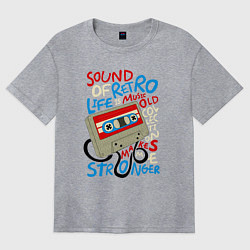 Женская футболка оверсайз Касссета ретро звук