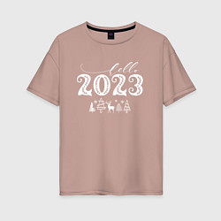 Футболка оверсайз женская Hello New Year 2023, цвет: пыльно-розовый