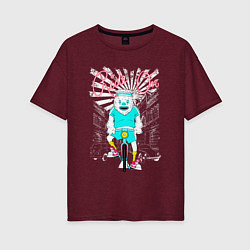 Футболка оверсайз женская Еду по жизни на велосипеде, цвет: меланж-бордовый