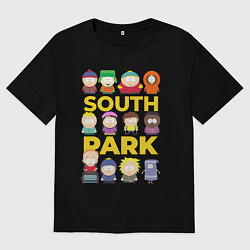 Футболка оверсайз женская Южный парк персонажи, цвет: черный