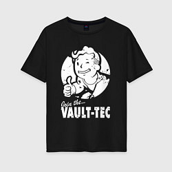 Футболка оверсайз женская Vault boy - join the vault tec, цвет: черный