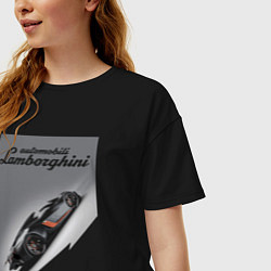 Футболка оверсайз женская Lamborghini - concept - sketch, цвет: черный — фото 2