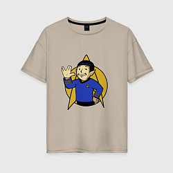 Футболка оверсайз женская Spoke - vault boy, цвет: миндальный