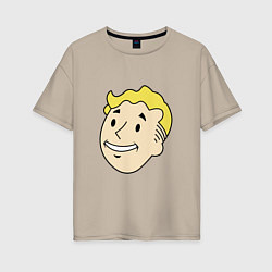 Футболка оверсайз женская Vault boy head, цвет: миндальный