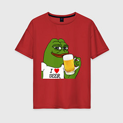 Футболка оверсайз женская Drink Pepe, цвет: красный