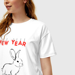 Футболка оверсайз женская New year rabbit, цвет: белый — фото 2
