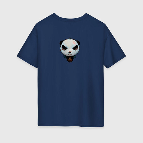 Женская футболка оверсайз Хмурый панда / Тёмно-синий – фото 2