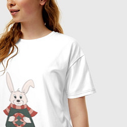 Футболка оверсайз женская Зайка - символ года, цвет: белый — фото 2
