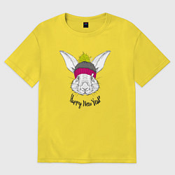 Футболка оверсайз женская Кролик Happy New Year, цвет: желтый