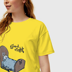 Футболка оверсайз женская Кролик под кроватью, цвет: желтый — фото 2