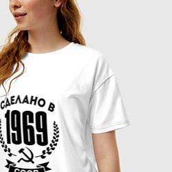 Футболка оверсайз женская Сделано в 1969 году в СССР - серп и молот, цвет: белый — фото 2