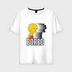Футболка оверсайз женская Лиза Симпсон - bored, цвет: белый