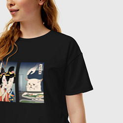 Футболка оверсайз женская Мем в японском стиле, цвет: черный — фото 2