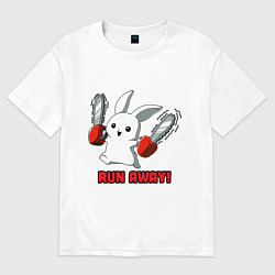 Футболка оверсайз женская Rabbit run away, цвет: белый