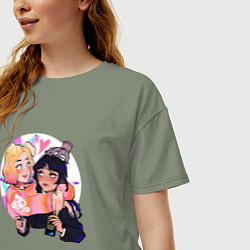 Футболка оверсайз женская Уэнсдей и Энид, цвет: авокадо — фото 2